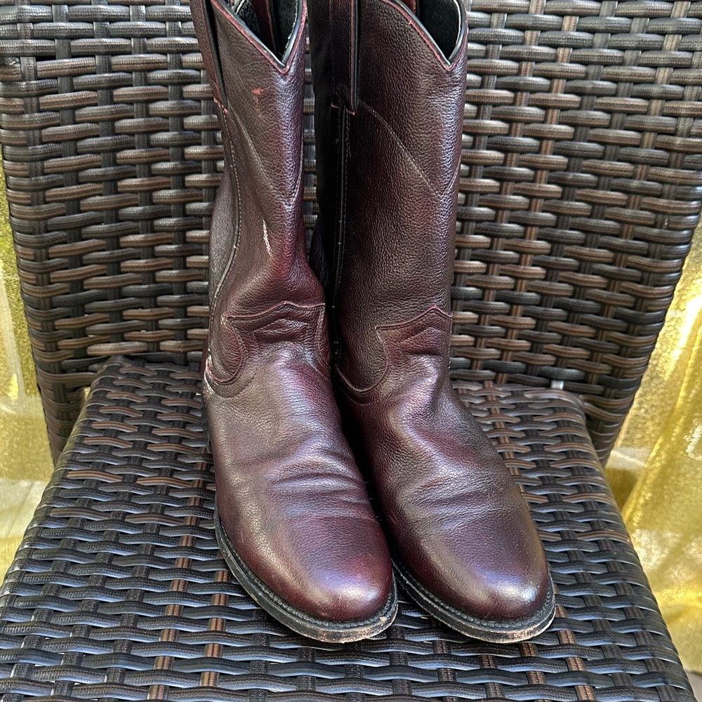 Dan Post 4181 Oxblood Leather Cowboy Western Ropers Boots sz 6.5